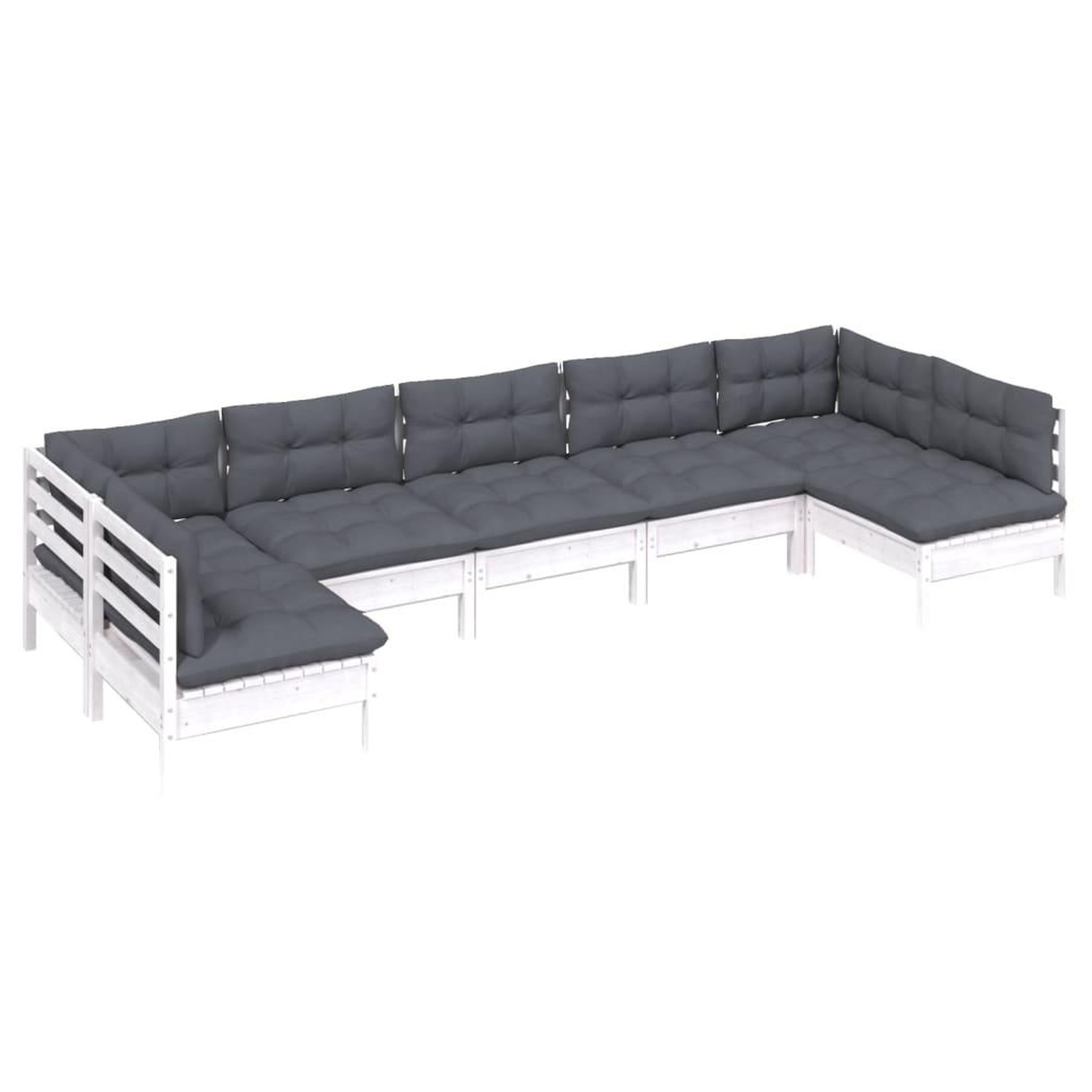 Voir la diapositive 3 : VIDAXL Salon de jardin 7 pcs avec coussins blanc bois de pin massif