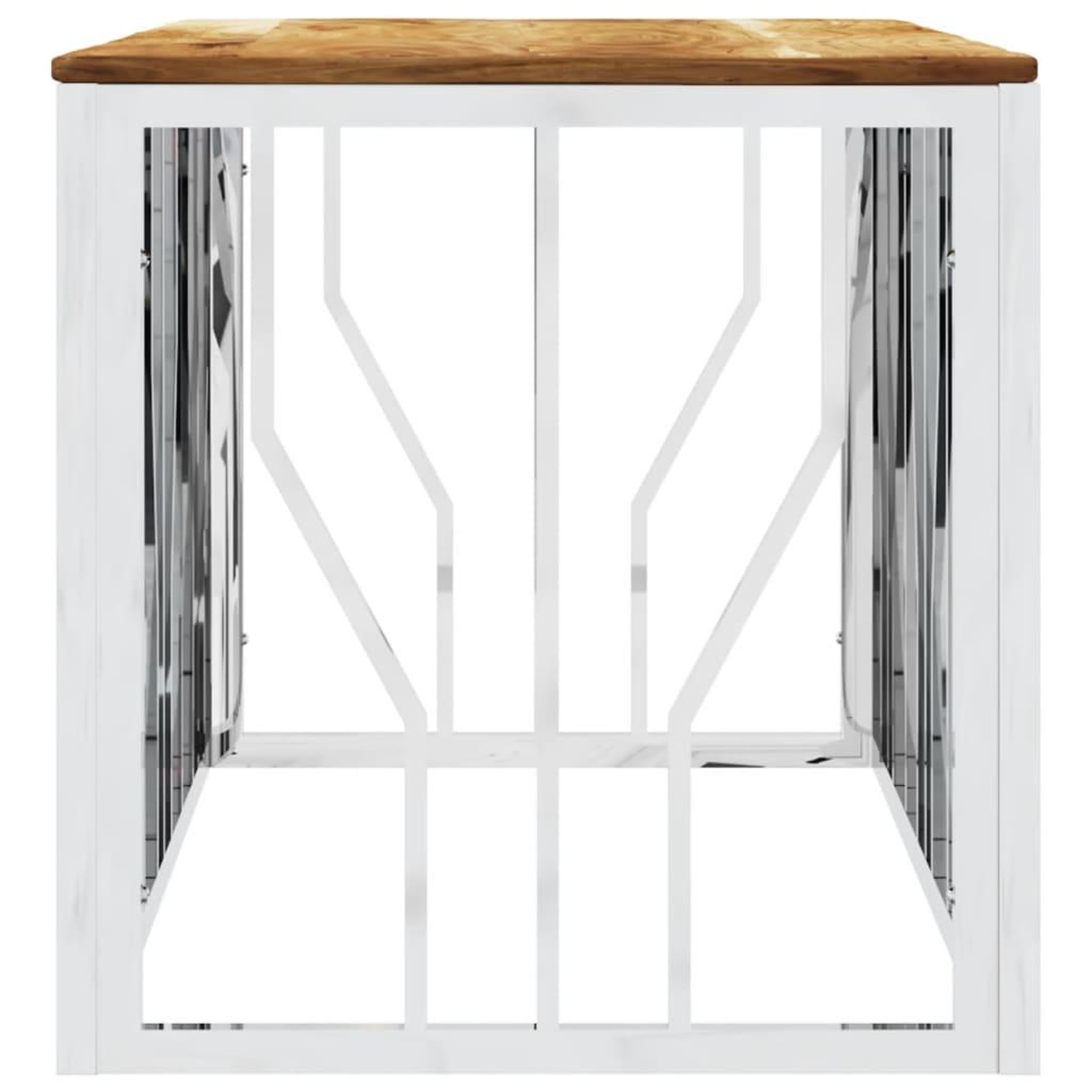 Voir la diapositive 4 : VIDAXL Table basse argente acier inoxydable et bois massif d'acacia