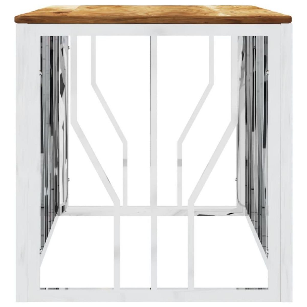 VIDAXL Table basse argente acier inoxydable et bois massif d'acacia