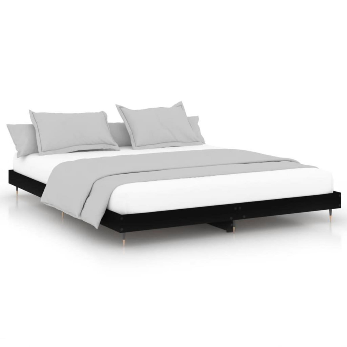 VIDAXL Cadre de lit sans matelas noir 200x200 cm bois d'ingenierie