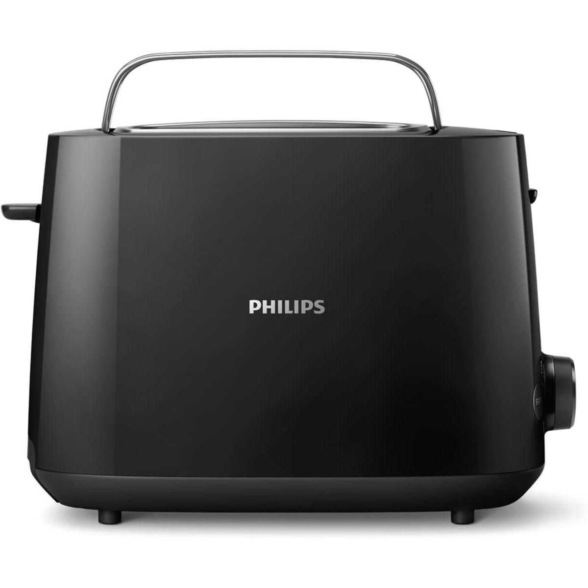 Philips Grille-pain HD2581/90 Toaster noir Daily, 2 fentes, 830W