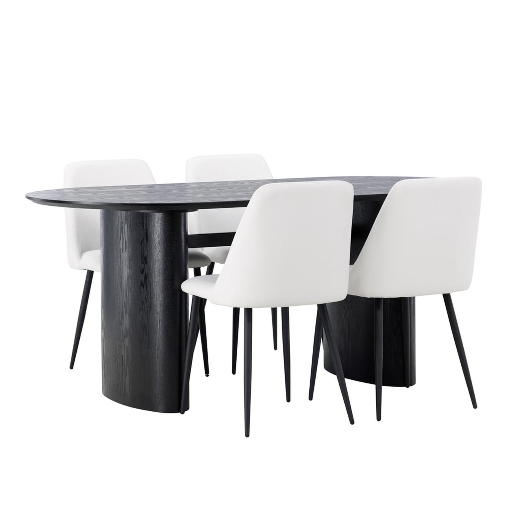 Paris Prix Ensemble table à manger & 4 chaises  isolde & night  180cm noir & blanc