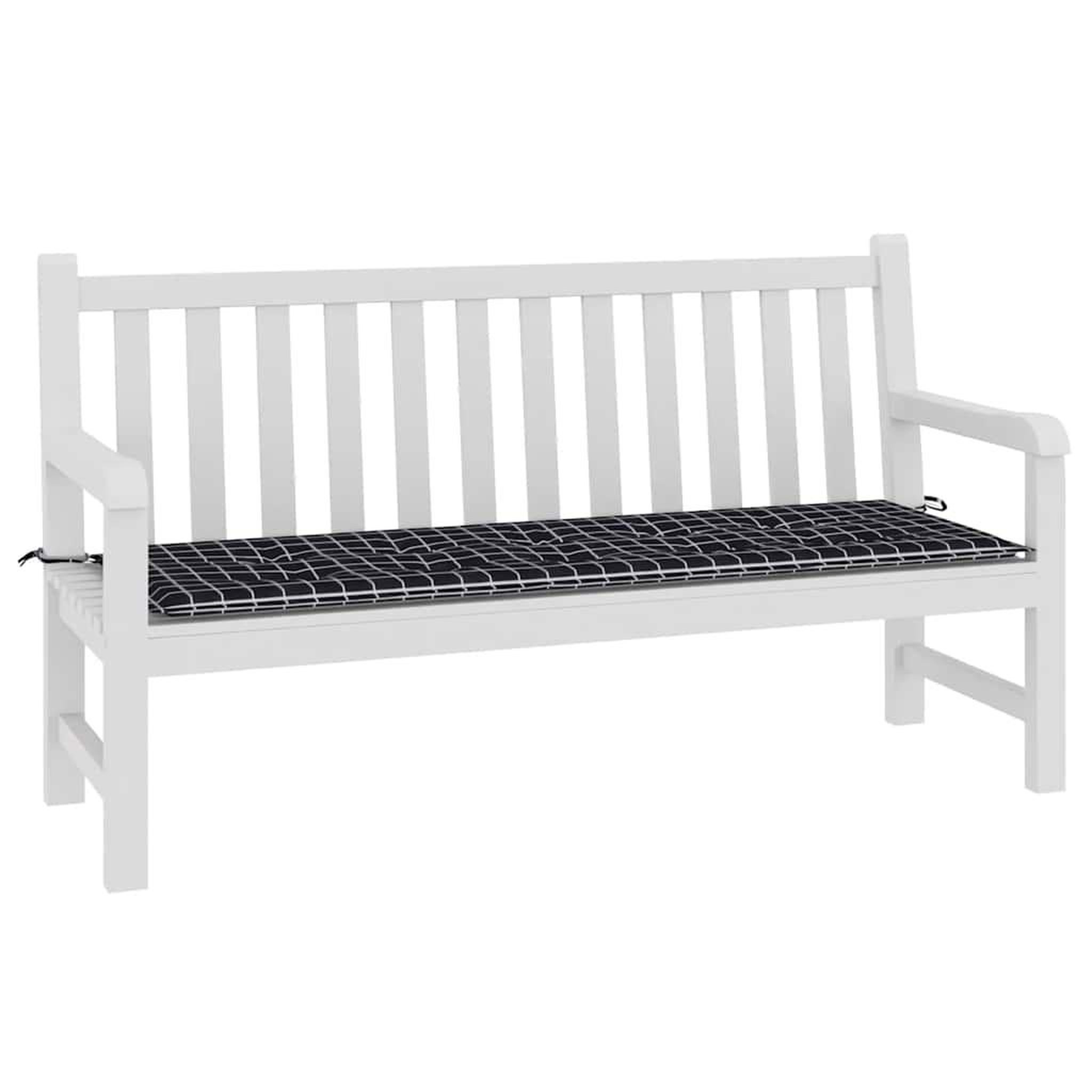 Voir la diapositive 3 : VIDAXL Coussin de banc de jardin carreaux noir 150x50x3cm tissu oxford