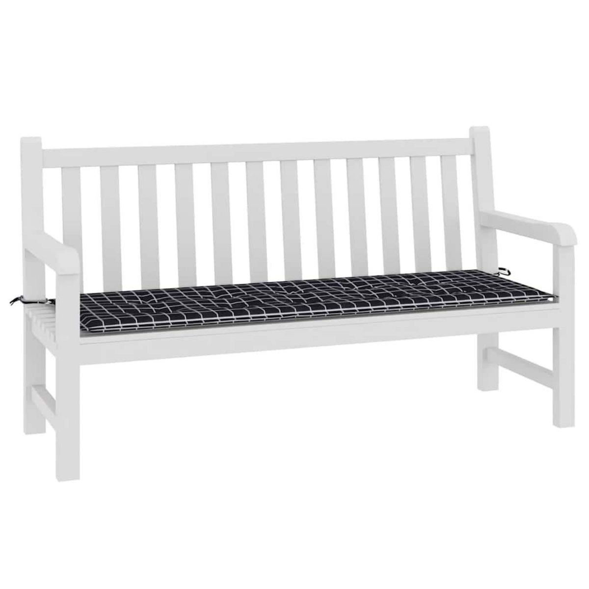 VIDAXL Coussin de banc de jardin carreaux noir 150x50x3cm tissu oxford