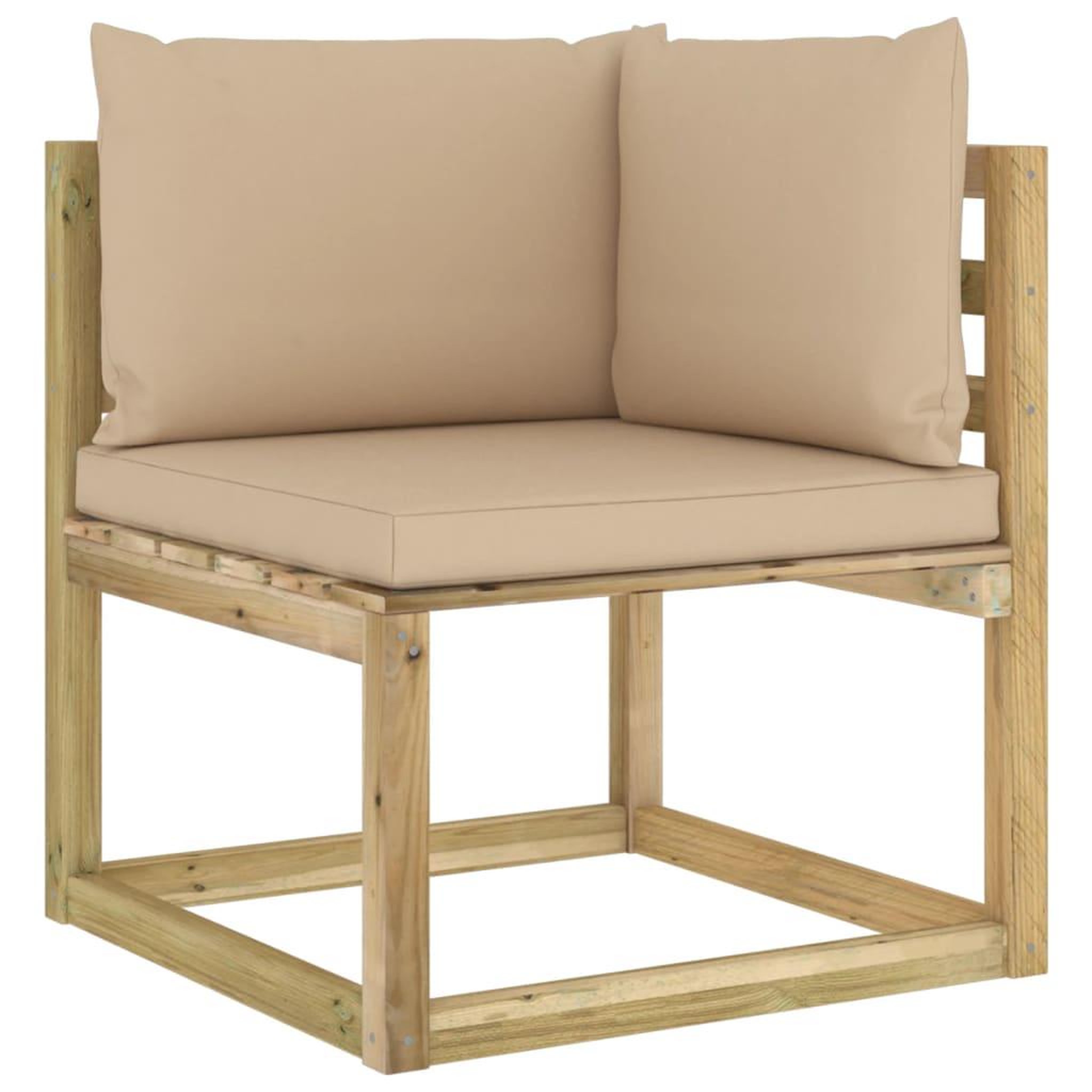 Voir la diapositive 3 : VIDAXL Canape d'angle de jardin avec coussins Bois impregne de vert