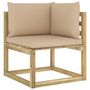 Voir la diapositive 3 : VIDAXL Canape d'angle de jardin avec coussins Bois impregne de vert
