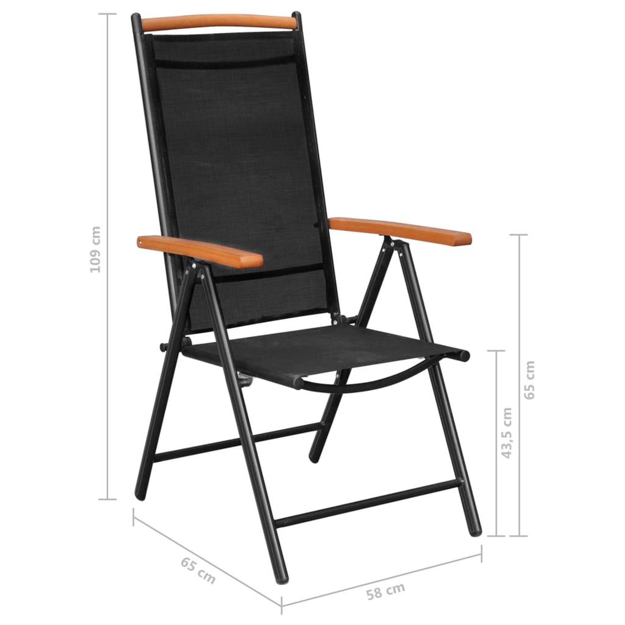 Voir la diapositive 6 : VIDAXL Chaises de jardin pliables lot de 6 Textilene Noir