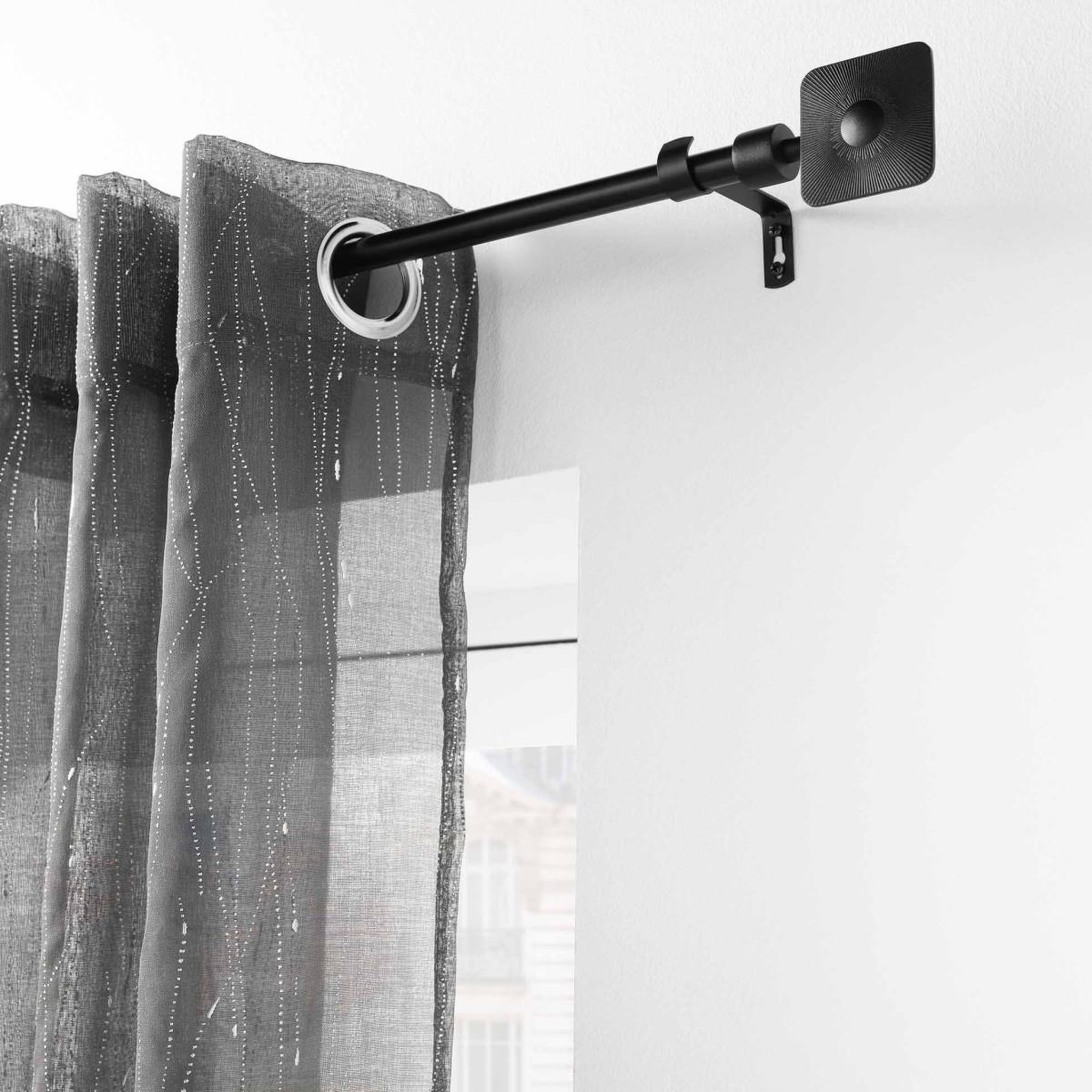 Voir la diapositive 2 : Douceur d'Intérieur Kit tringle à rideau extensible  sarita  120-210cm noir