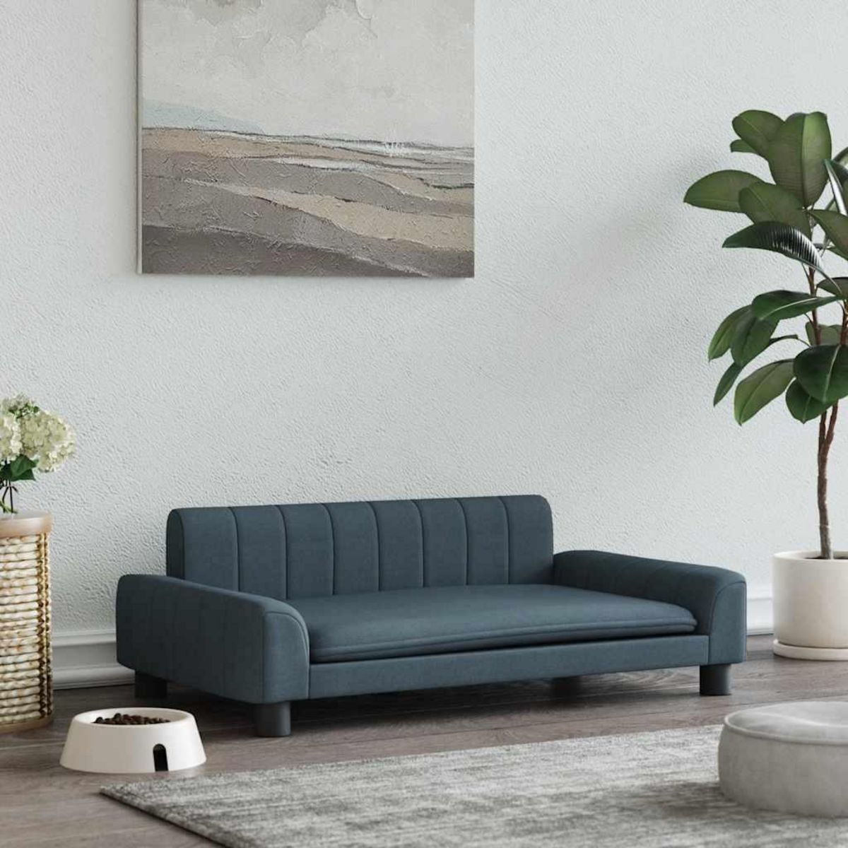 VIDAXL Lit pour chien gris fonce 90x53x30 cm tissu