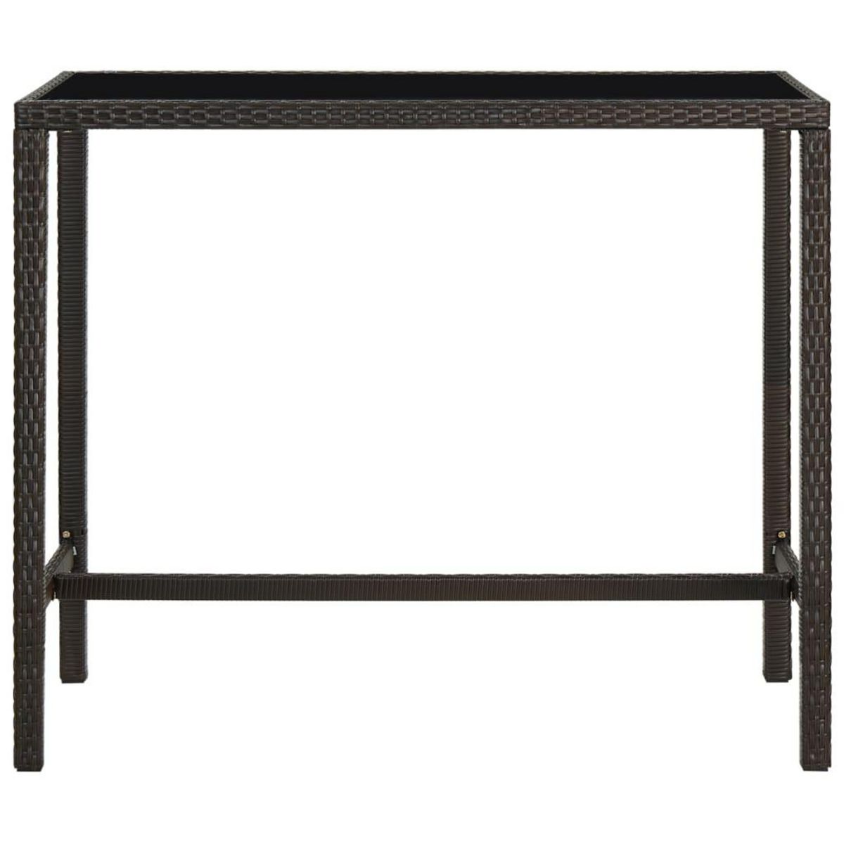 VIDAXL Table de bar de jardin Marron 130x60x110cm Resine tressee verre
