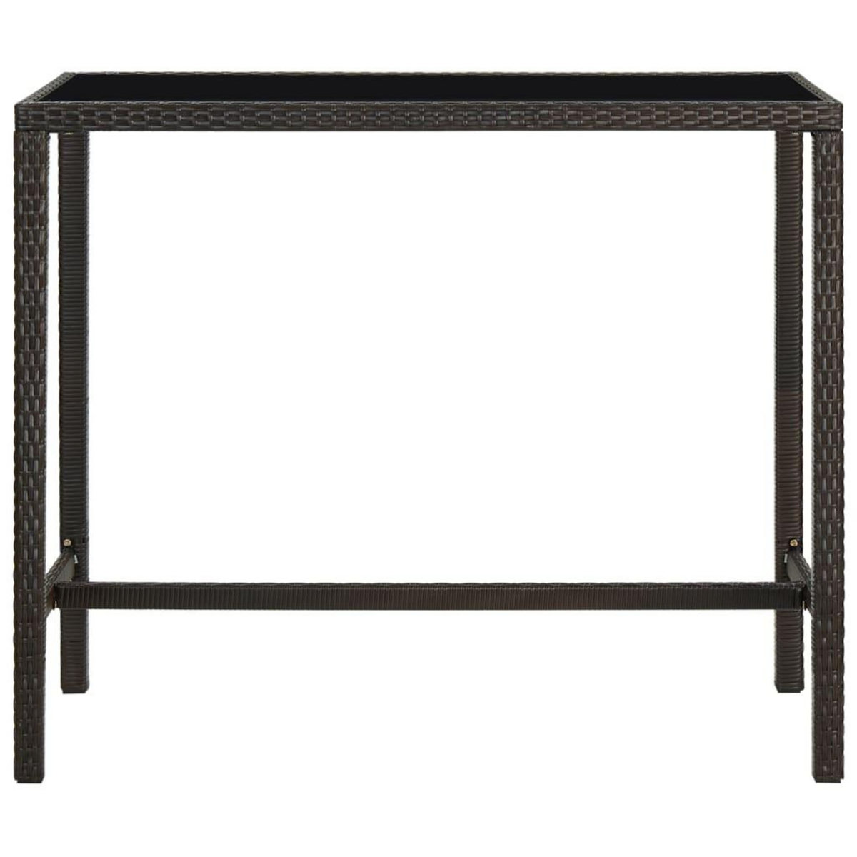 VIDAXL Table de bar de jardin Marron 130x60x110cm Resine tressee verre