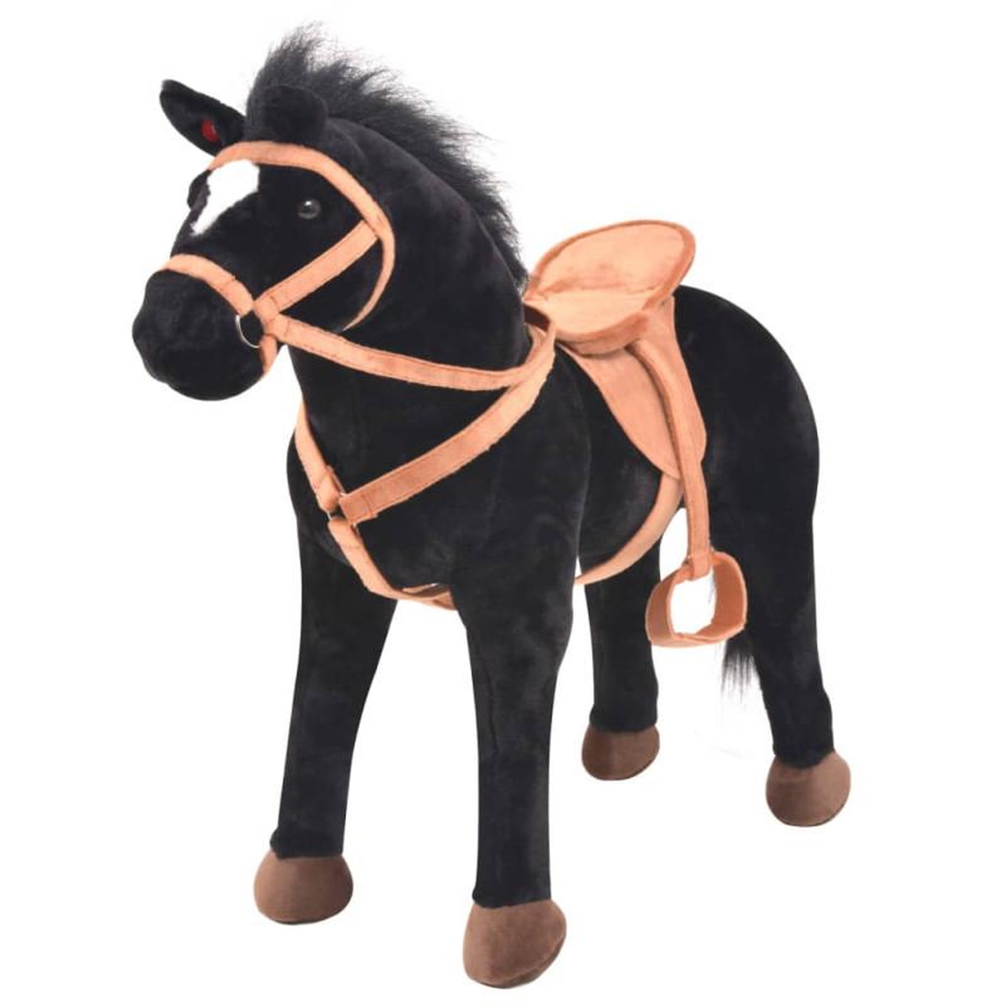 Voir la diapositive 1 : VIDAXL Jouet en peluche Cheval Noir
