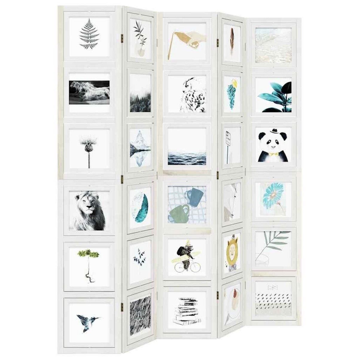 VIDAXL Cloison de separation 5 panneaux blanc bois de paulownia massif