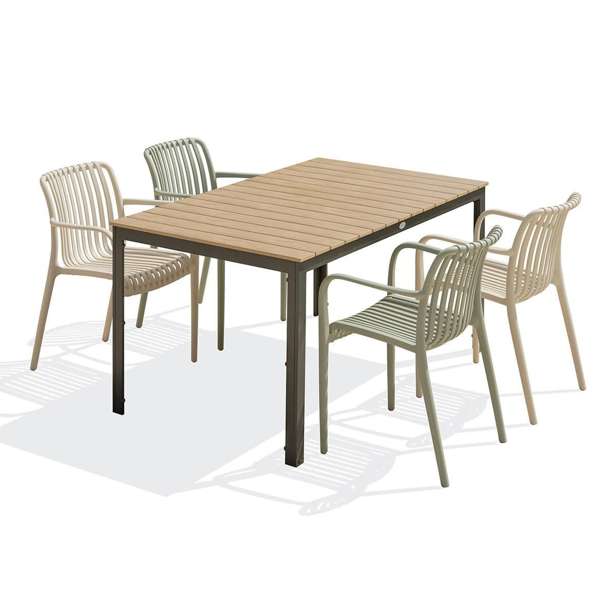 Paris Prix Ensemble Table de Jardin & 4 Fauteuils  Boston & Tiago  150cm Multicolore