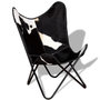 Voir la diapositive 4 : VIDAXL Chaise papillon noir et blanc cuir de vache