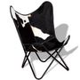 Voir la diapositive 4 : VIDAXL Chaise papillon noir et blanc cuir de vache