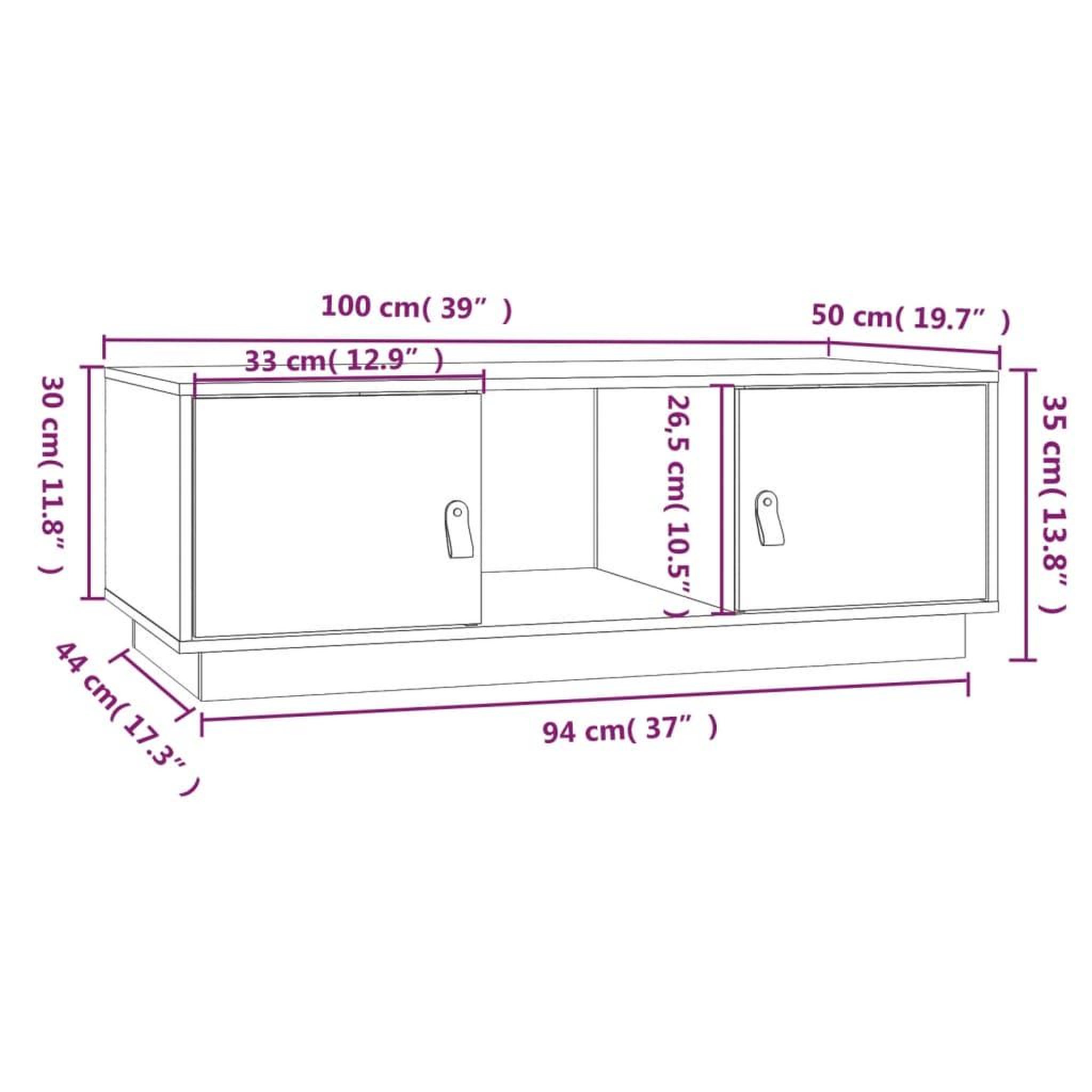 Voir la diapositive 6 : VIDAXL Table basse 100x50x35 cm Bois massif de pin