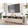 Voir la diapositive 3 : BEST MOBILIER Sorolla - meuble tv - 3 tiroirs et 3 niches - 195 cm