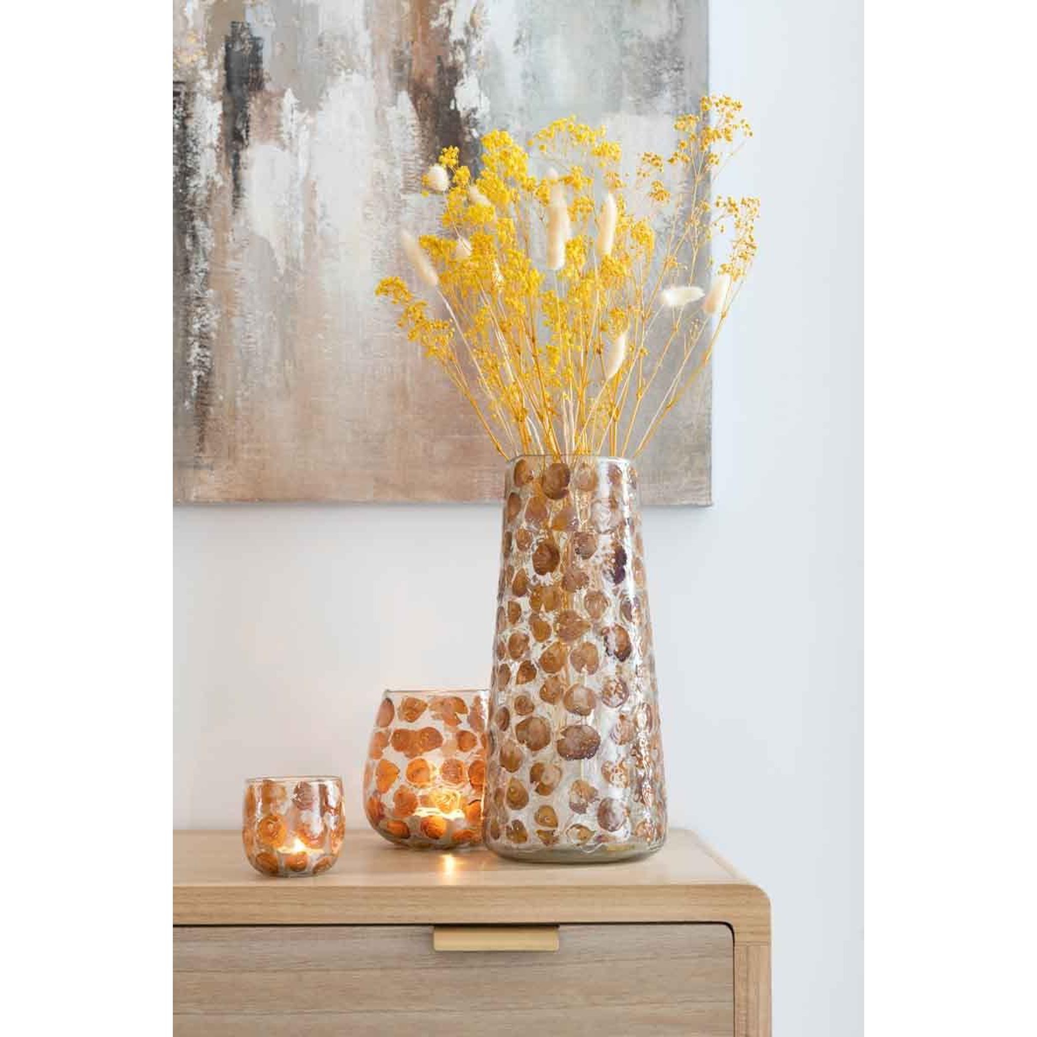 Voir la diapositive 4 : J-LINE Vase design en verre  gerard  36cm ambre