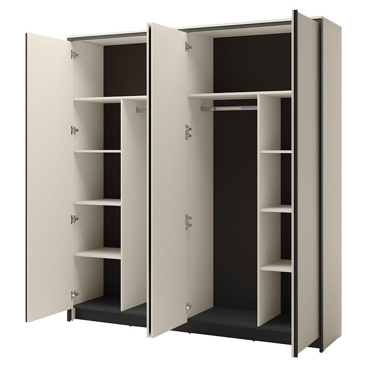BEST MOBILIER Kimi - armoire - 4 portes - led et miroirs inclus - 251x215 cm