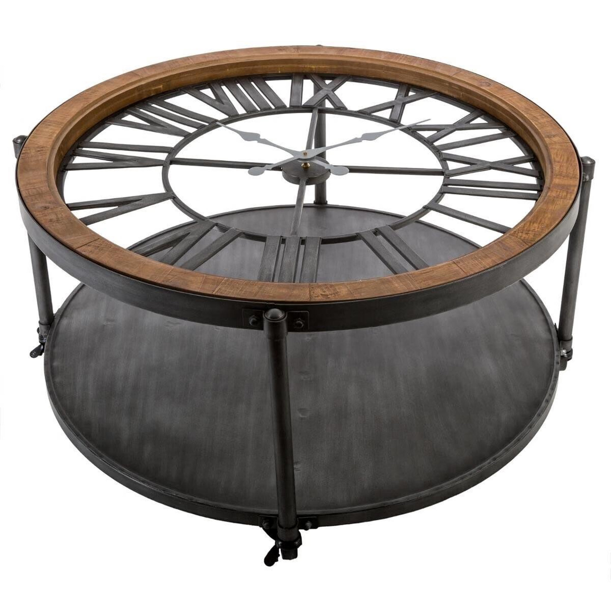 ATMOSPHERA Table basse ronde en métal  chrono  89cm noir