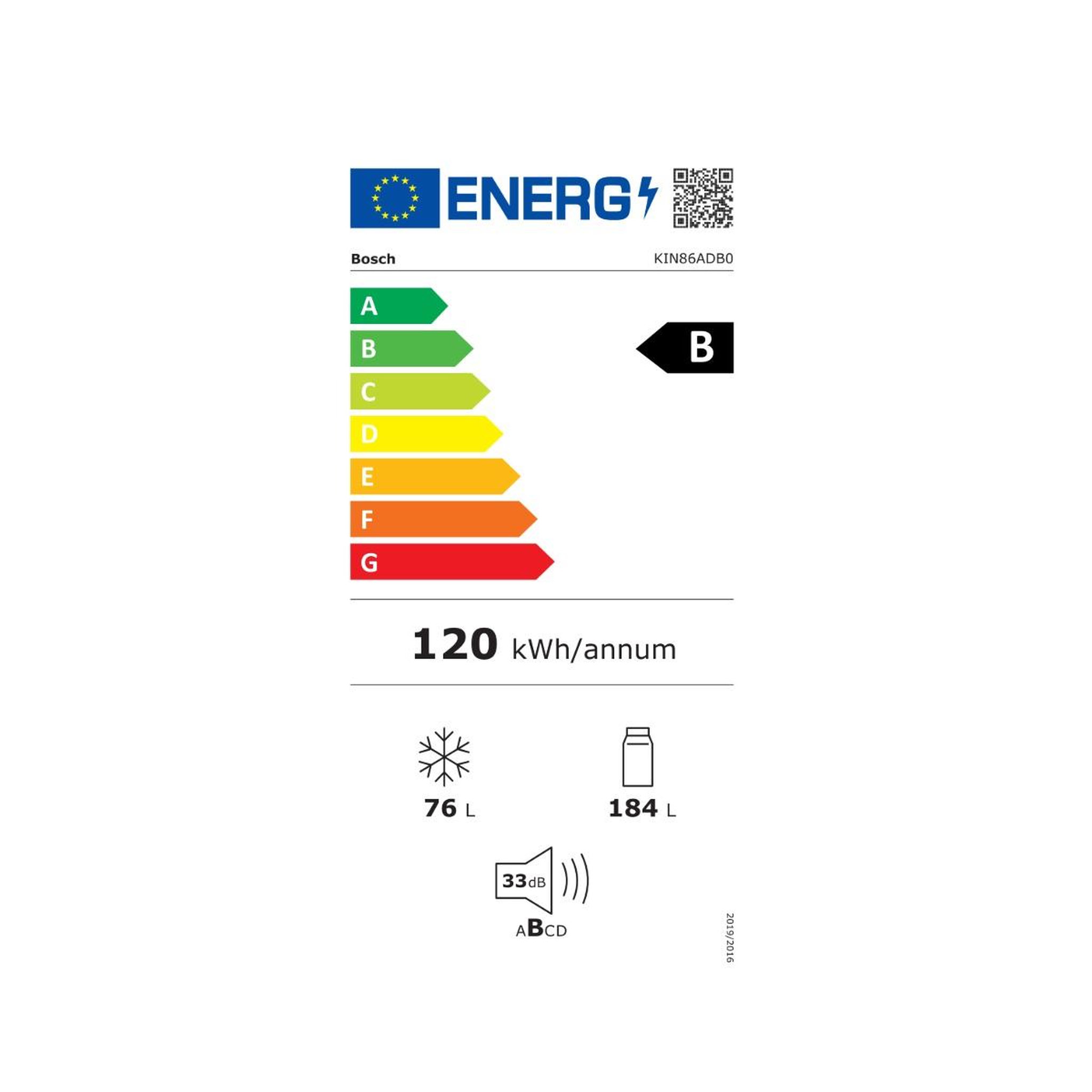 Voir la diapositive 2 : BOSCH Réfigérateur combiné 55cm 260l no frost blanc - kin86adb0