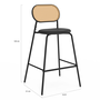 Voir la diapositive 5 : ID MARKET Lot de 2 tabourets de bar vintage CLOTILDE en métal noir et dossier cannage