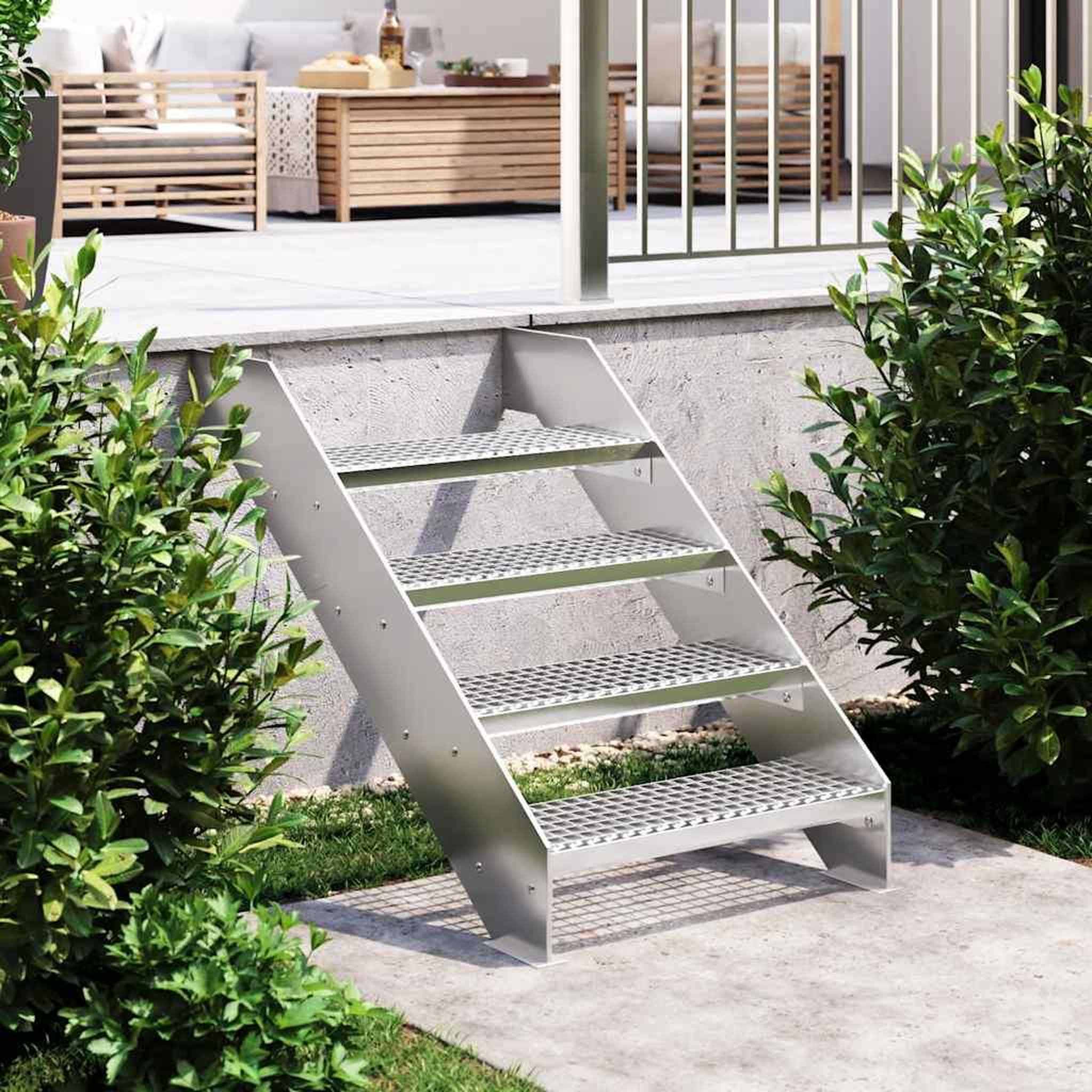 VIDAXL Escalier en caillebotis 60x24x7 cm acier galvanise