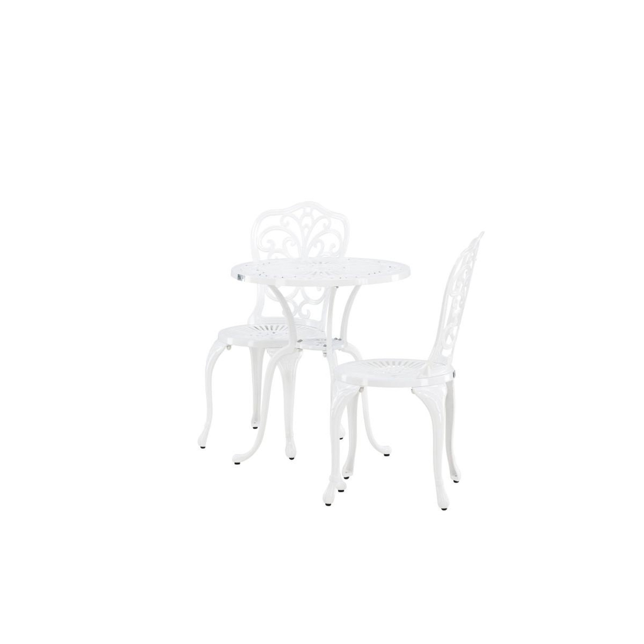 Voir la diapositive 4 : Paris Prix Ensemble table de jardin & 2 chaises  nandin  88cm blanc