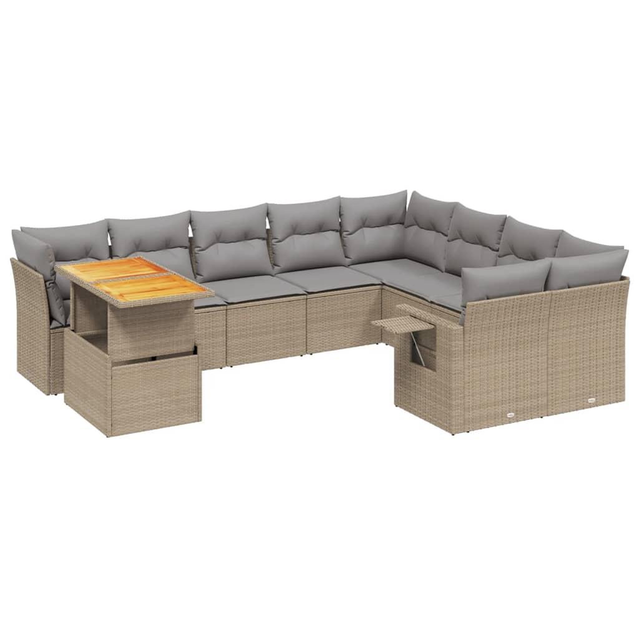 Voir la diapositive 2 : VIDAXL Salon de jardin avec coussins 10 pcs beige resine tressee