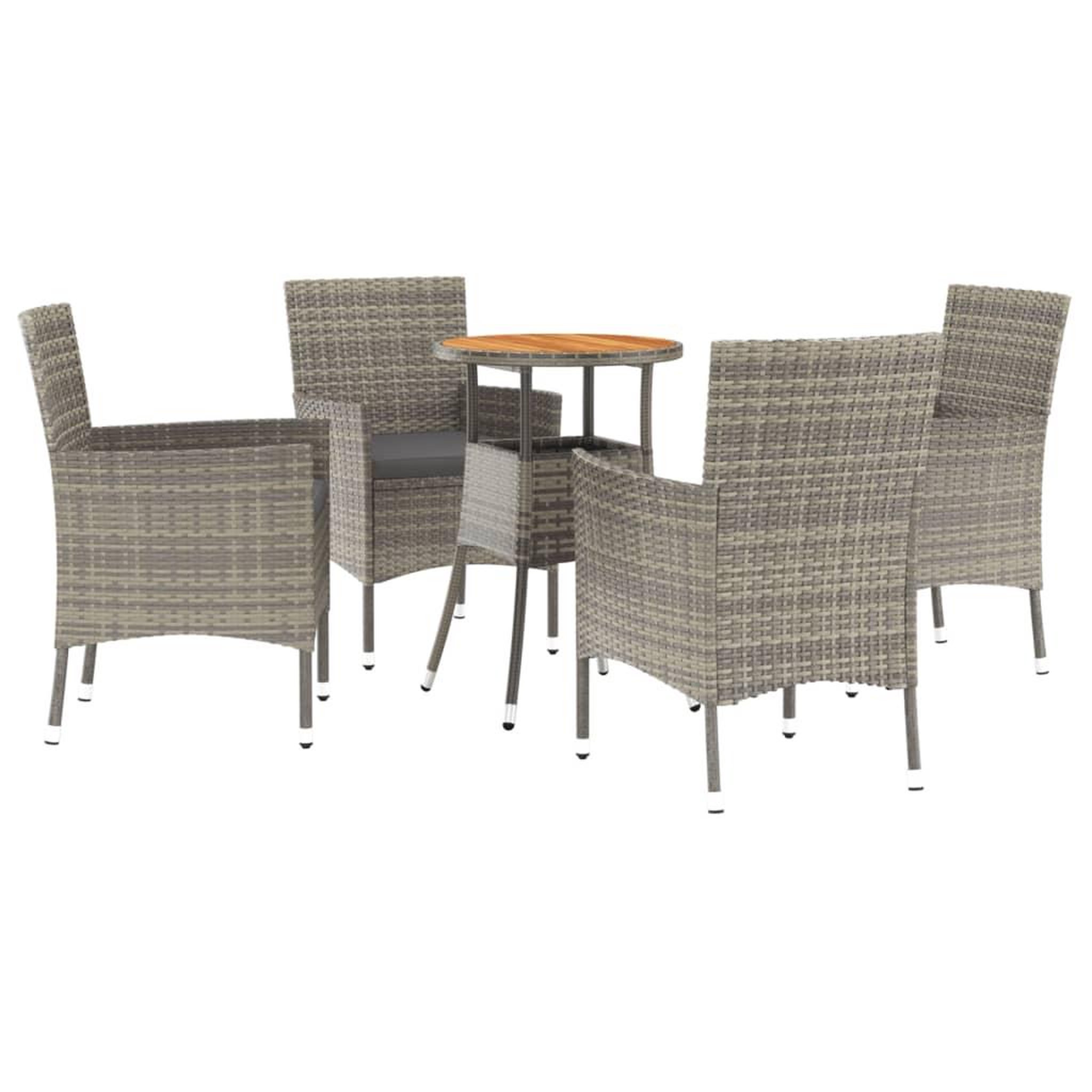 Voir la diapositive 2 : VIDAXL Ensemble de bistro de jardin 5 pcs coussins gris poly rotin