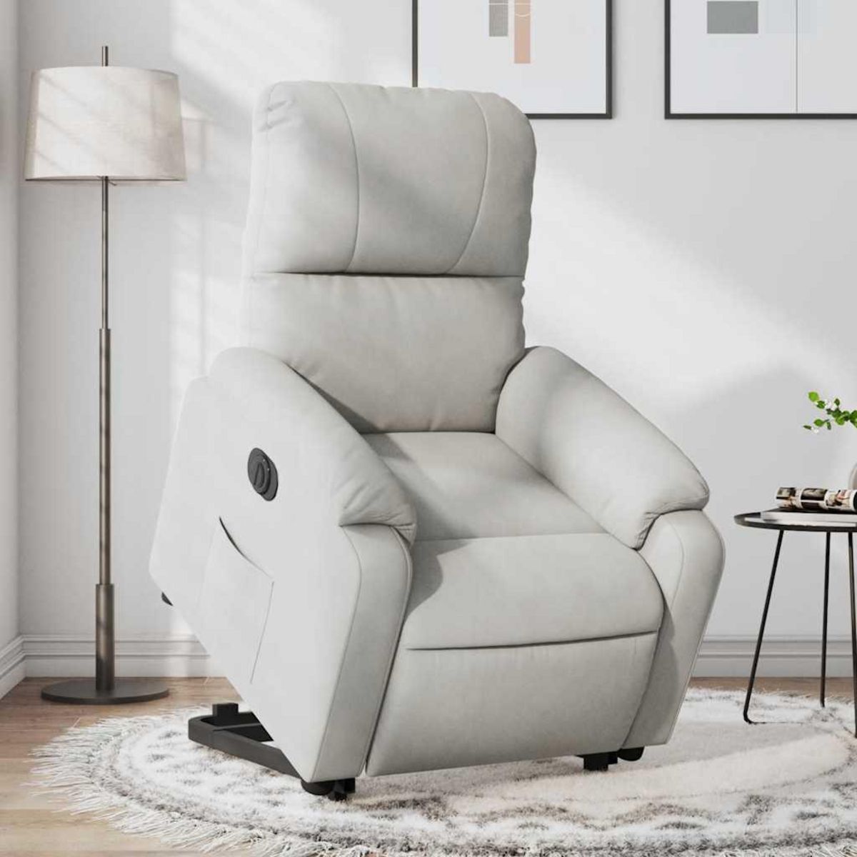 VIDAXL Fauteuil inclinable electrique gris clair tissu microfibre