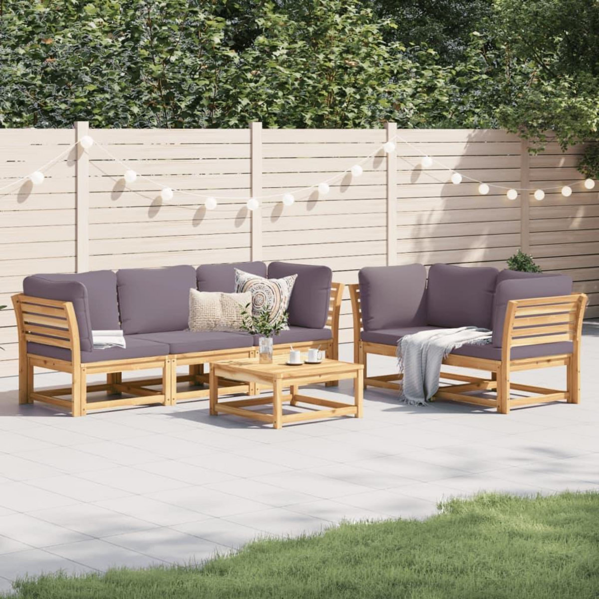 VIDAXL Salon de jardin 6 pcs avec coussins bois d'acacia solide