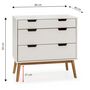 Voir la diapositive 4 : VS VENTA-STOCK Commode Baku 3 tiroirs couleur blanc, 80 cm longueur