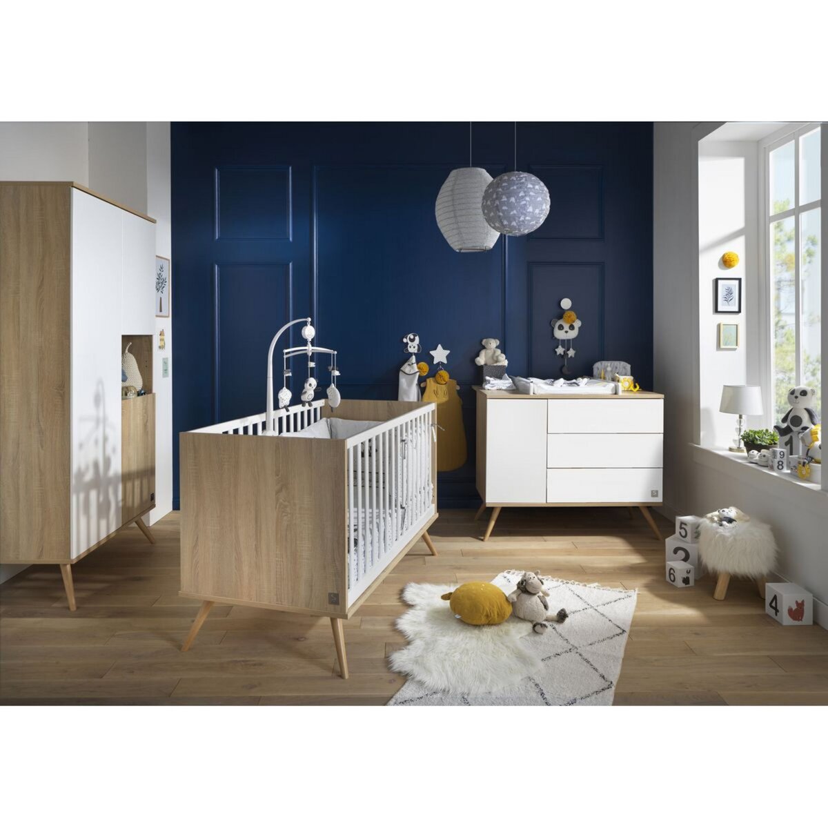 Chambre Bébé Complète : Lit, Armoire 140 cm, Commode à Langer – Kiddy -  Vipack