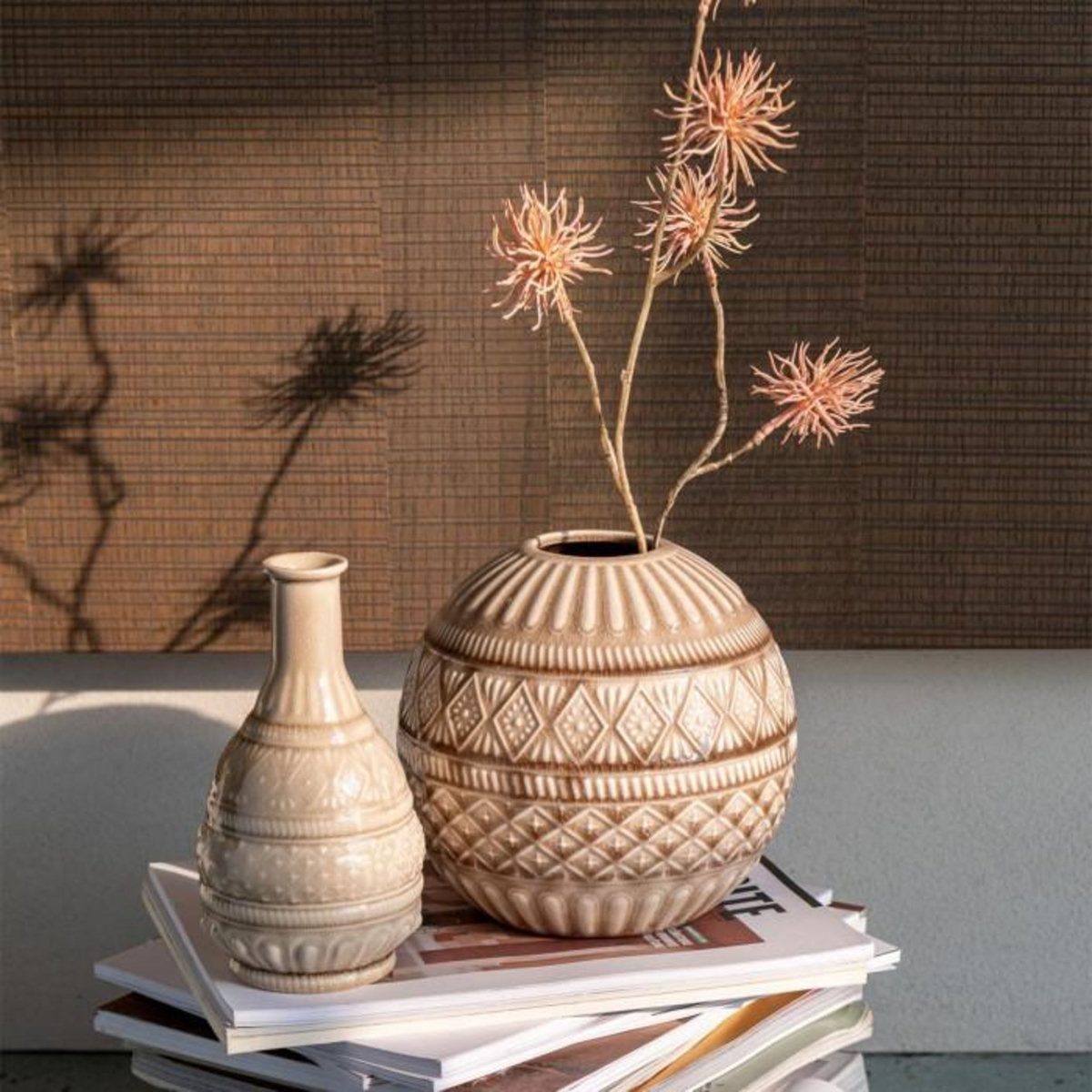 Paris Prix Vase Boule en Porcelaine  Ethnique  19cm Beige