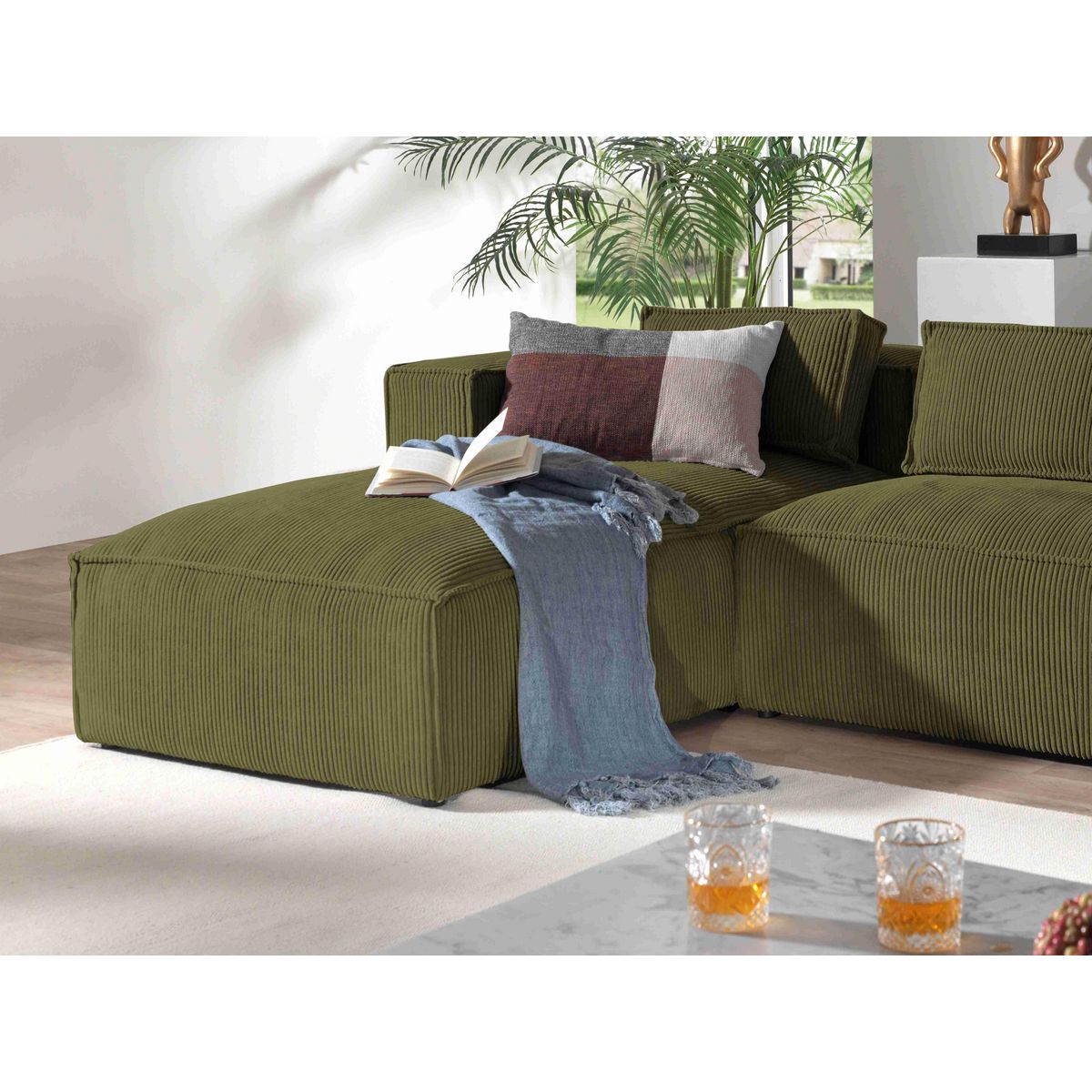 LISA DESIGN Stella - canapé d'angle - en velours côtelé - 4 places -style contemporain - gauche