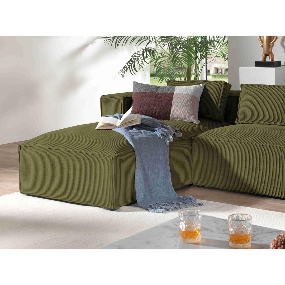 LISA DESIGN Stella - canapé d'angle - en velours côtelé - 4 places -style contemporain - gauche