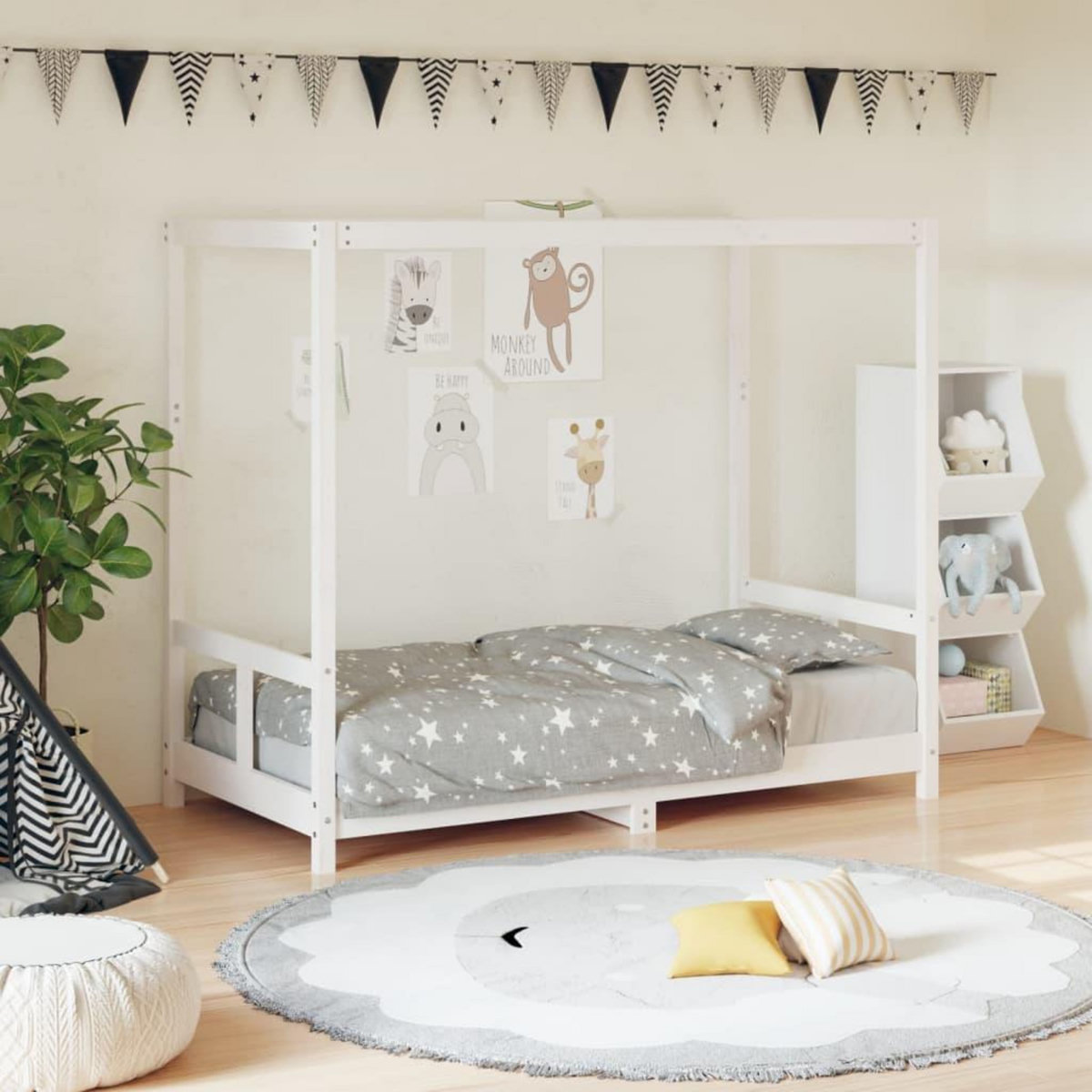 VIDAXL Cadre de lit pour enfant blanc 80x160 cm bois de pin massif