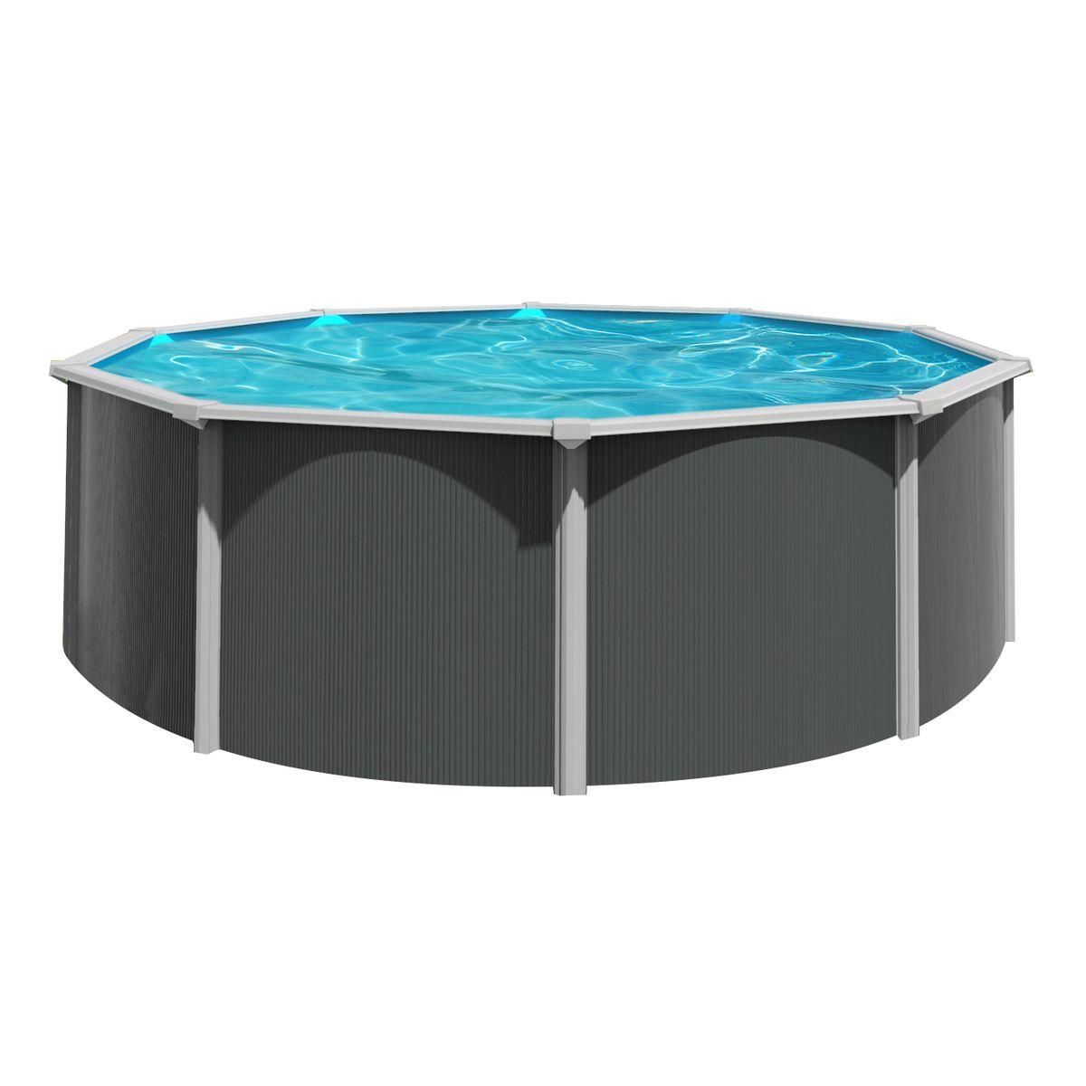 trigano Piscine ronde hors sol en acier gris anthracite VARUNA 3,90 m
