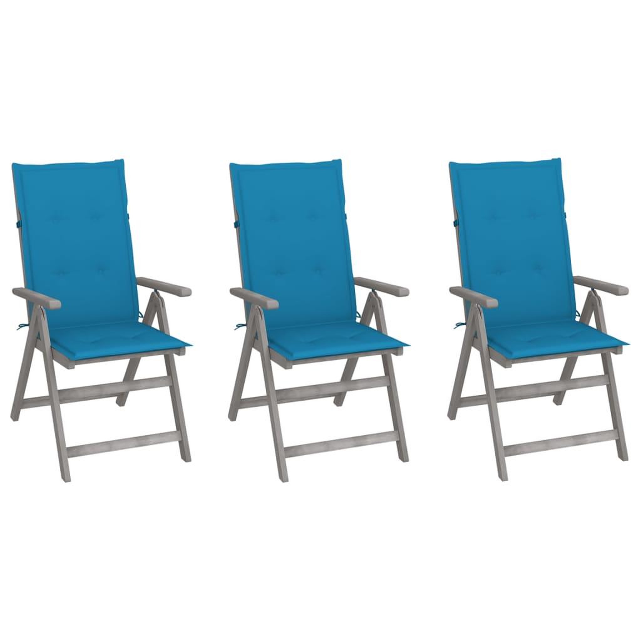VIDAXL Chaises inclinables de jardin lot de 3 et coussins Bois acacia