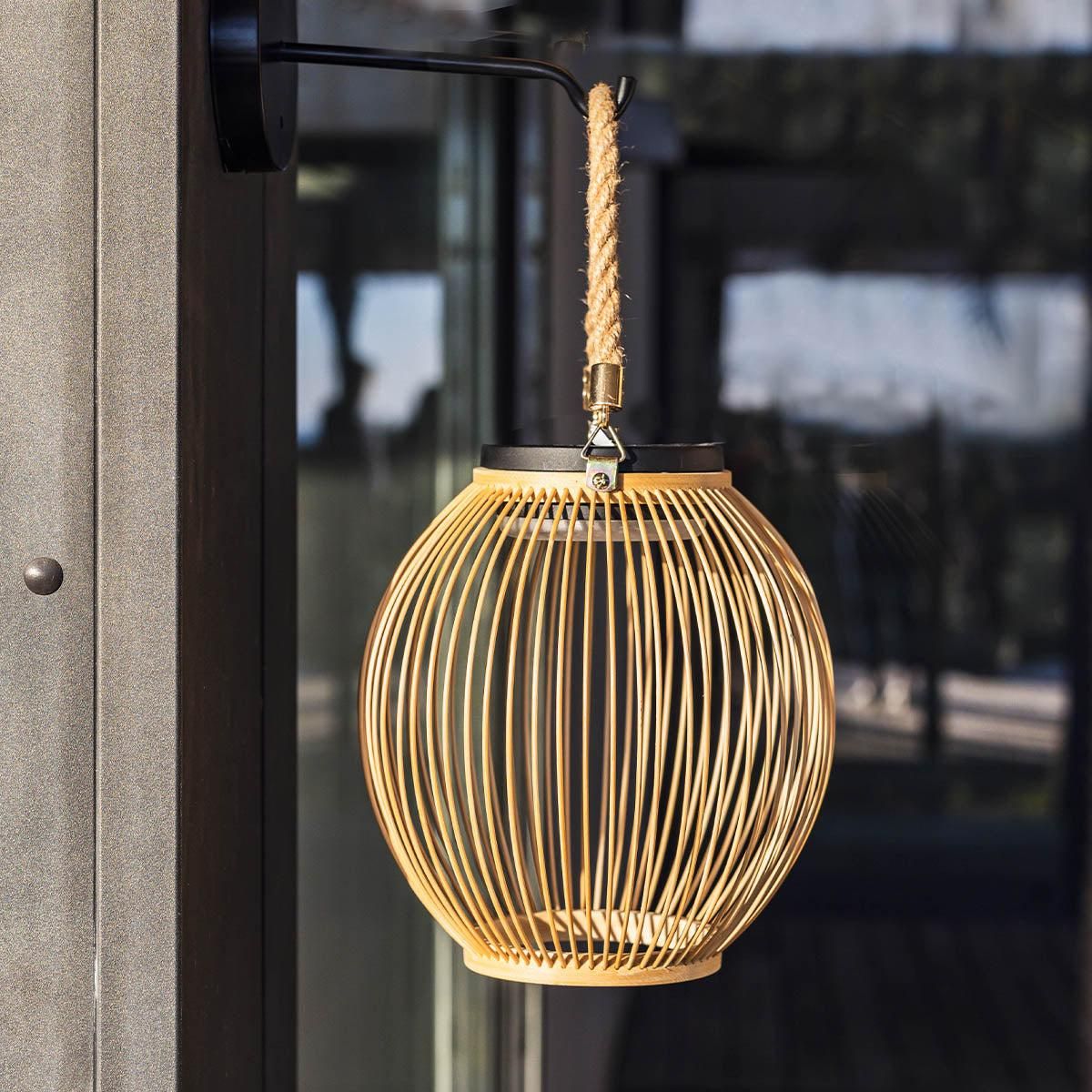 Lumisky Applique solaire ISALINE Bois Bambou H25cm