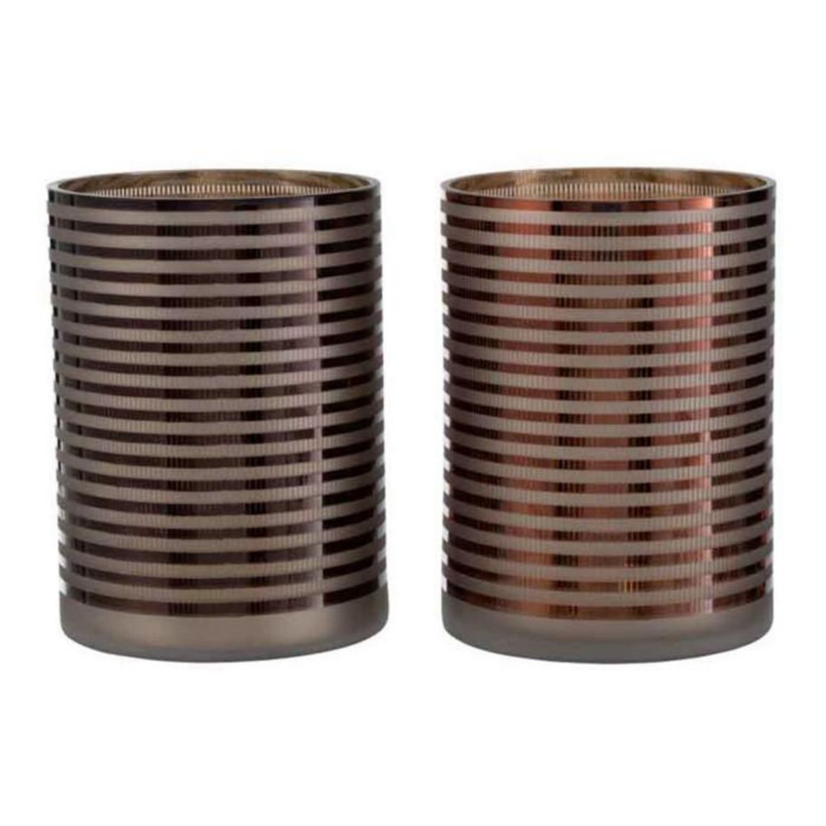 Paris Prix Lot de 2 Photophores  Verre Rayé  24cm Marron