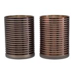 Paris Prix Lot de 2 Photophores  Verre Rayé  24cm Marron