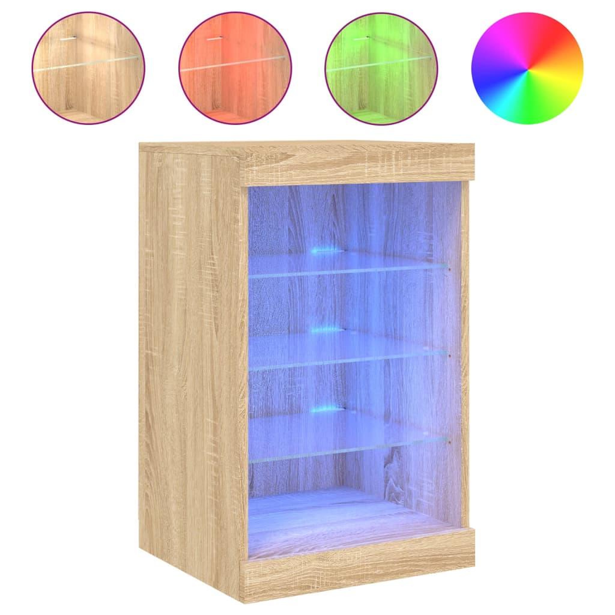 Voir la diapositive 2 : VIDAXL Buffet avec lumieres LED chene sonoma 41x37x67 cm