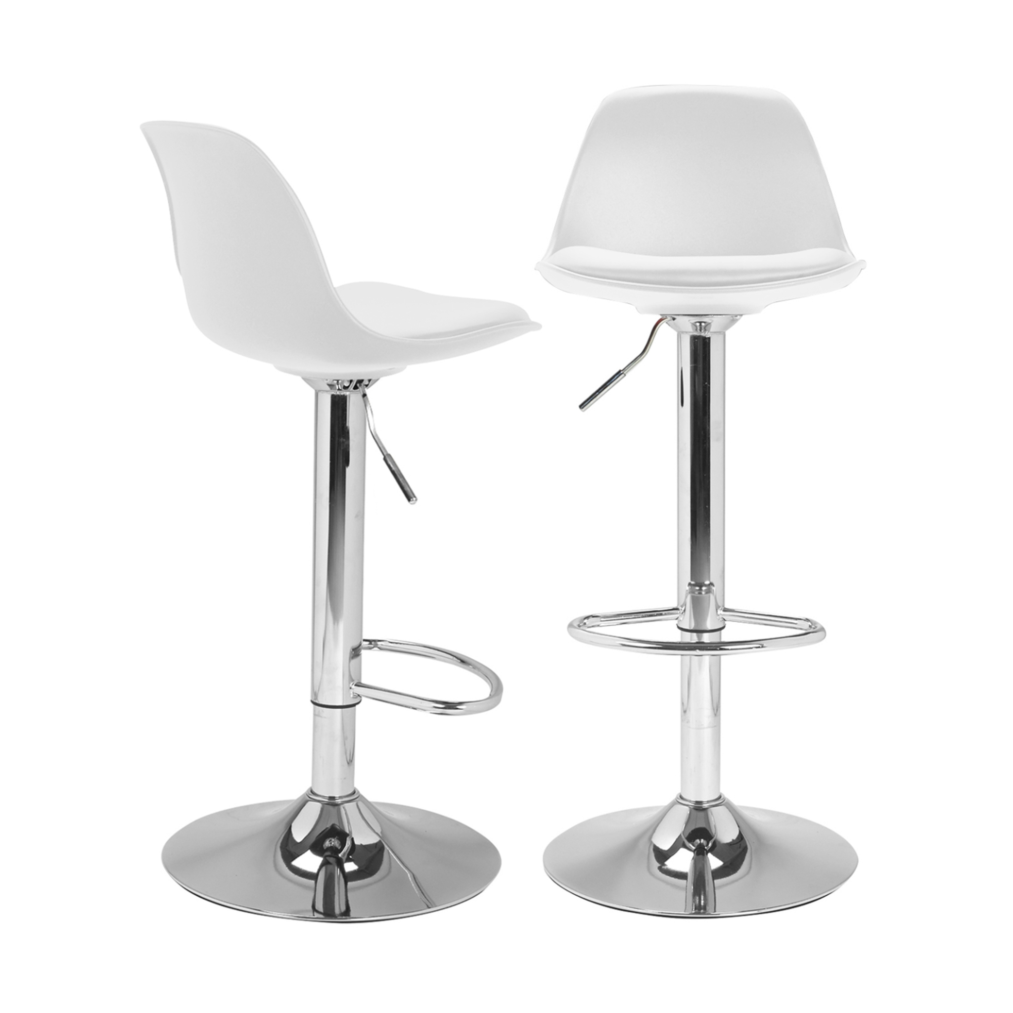 ID MARKET Lot de 2 tabourets de bar karl design blanc