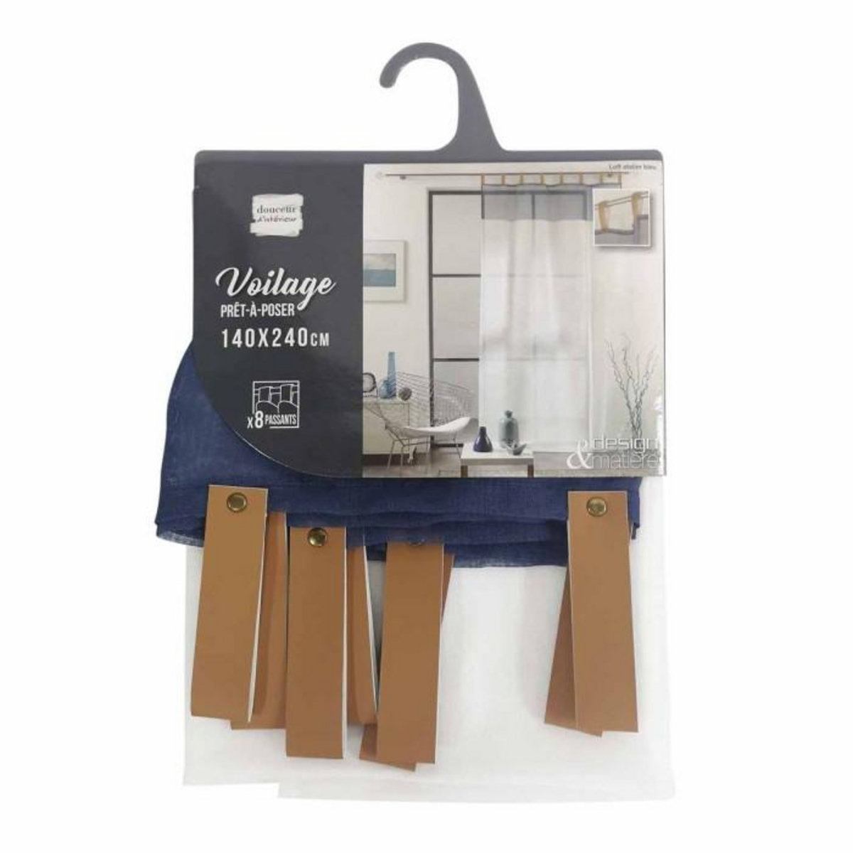 Paris Prix Rideau Voilage à Passants  Loft Atelier  140x240cm Bleu