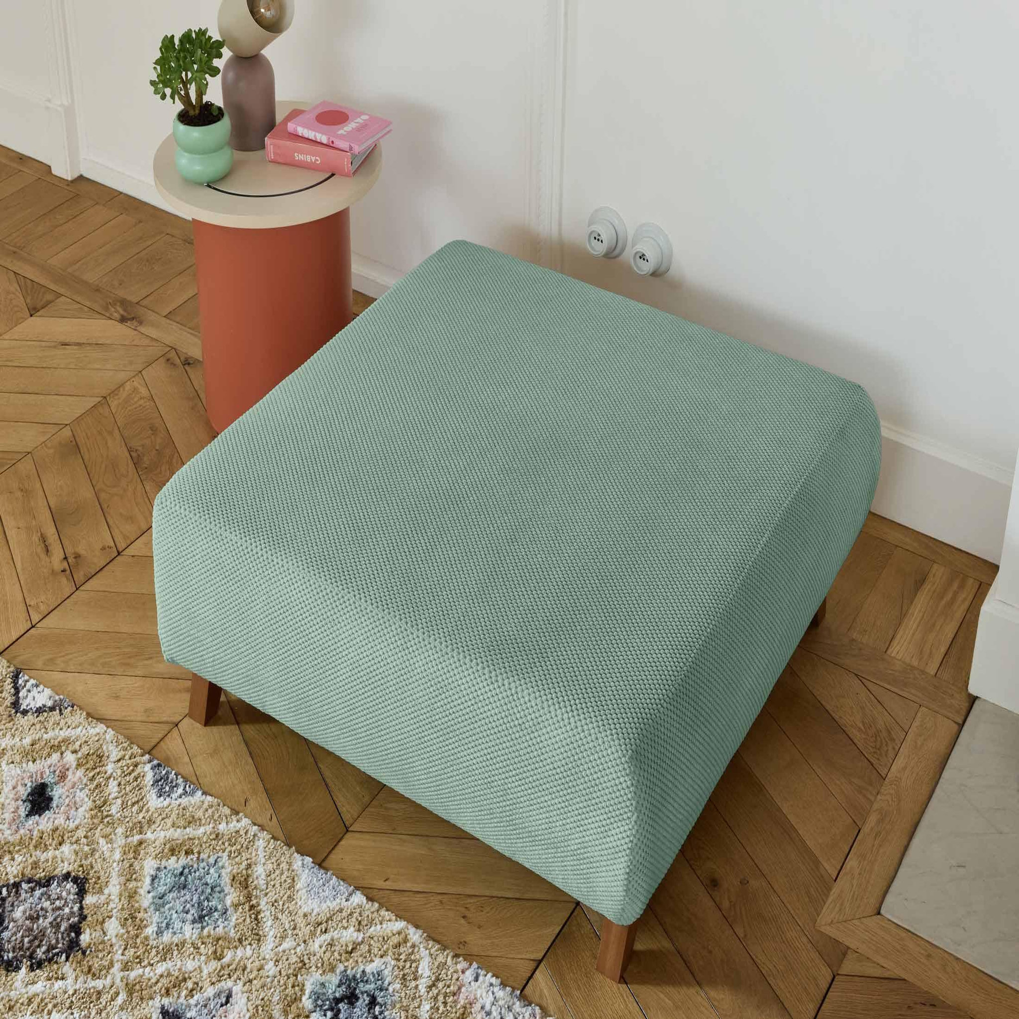 Voir la diapositive 4 : BEST MOBILIER Cristal - pouf modulable - 95 cm - en velours texturé