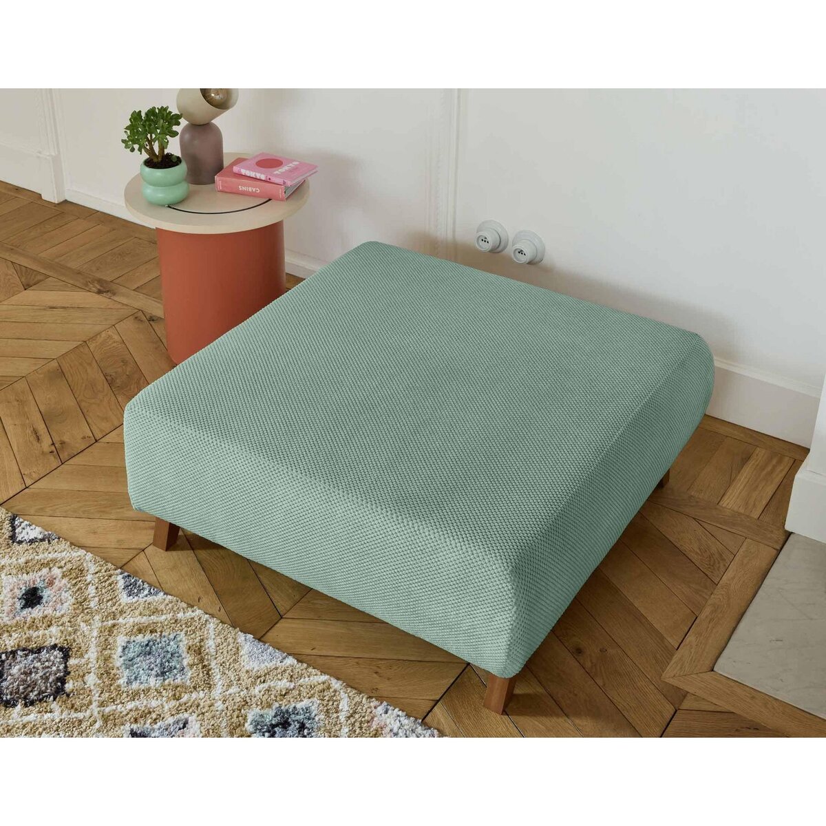 BEST MOBILIER Cristal - pouf modulable - 95 cm - en velours texturé