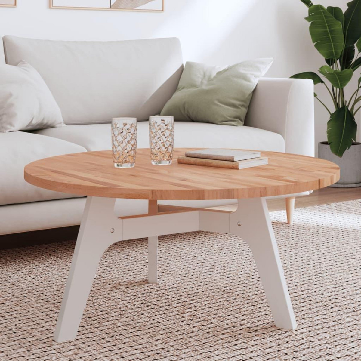 VIDAXL Dessus de table Ø90x2,5 cm rond bois massif de hetre
